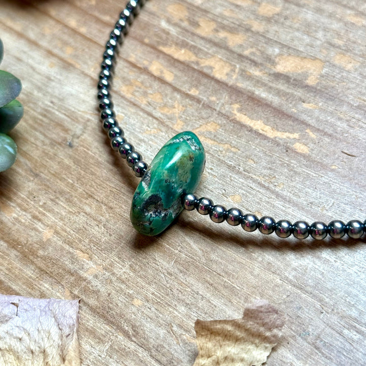 16” Green & Brown Turquoise Necklace – Sterling Silver Necklaces Shopify Collective The Bijoux FAB Jewelry The Bijoux FAB Jewelry