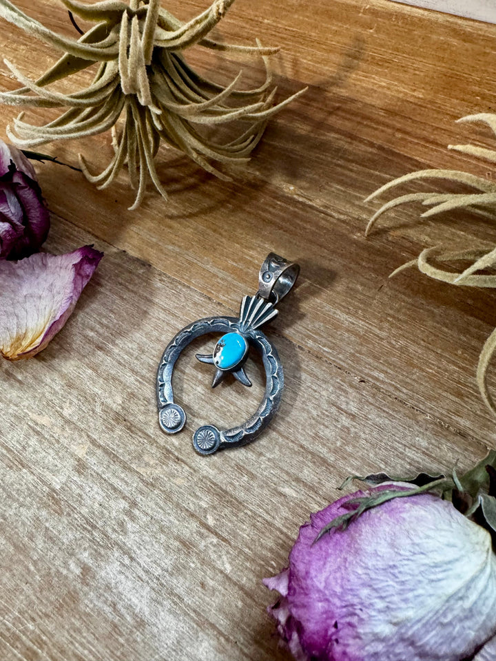 Naja Pendant with Golden Hill Turquoise – Sterling Silver – Native Made by KB – Fits 8mm Pendant Shopify Collective The Bijoux FAB Jewelry The Bijoux FAB Jewelry