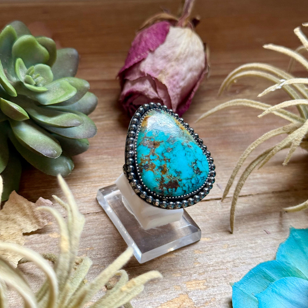 MJ Turquoise Ring – Sterling Silver Adjustable Band Ring Shopify Collective The Bijoux FAB Jewelry The Bijoux FAB Jewelry