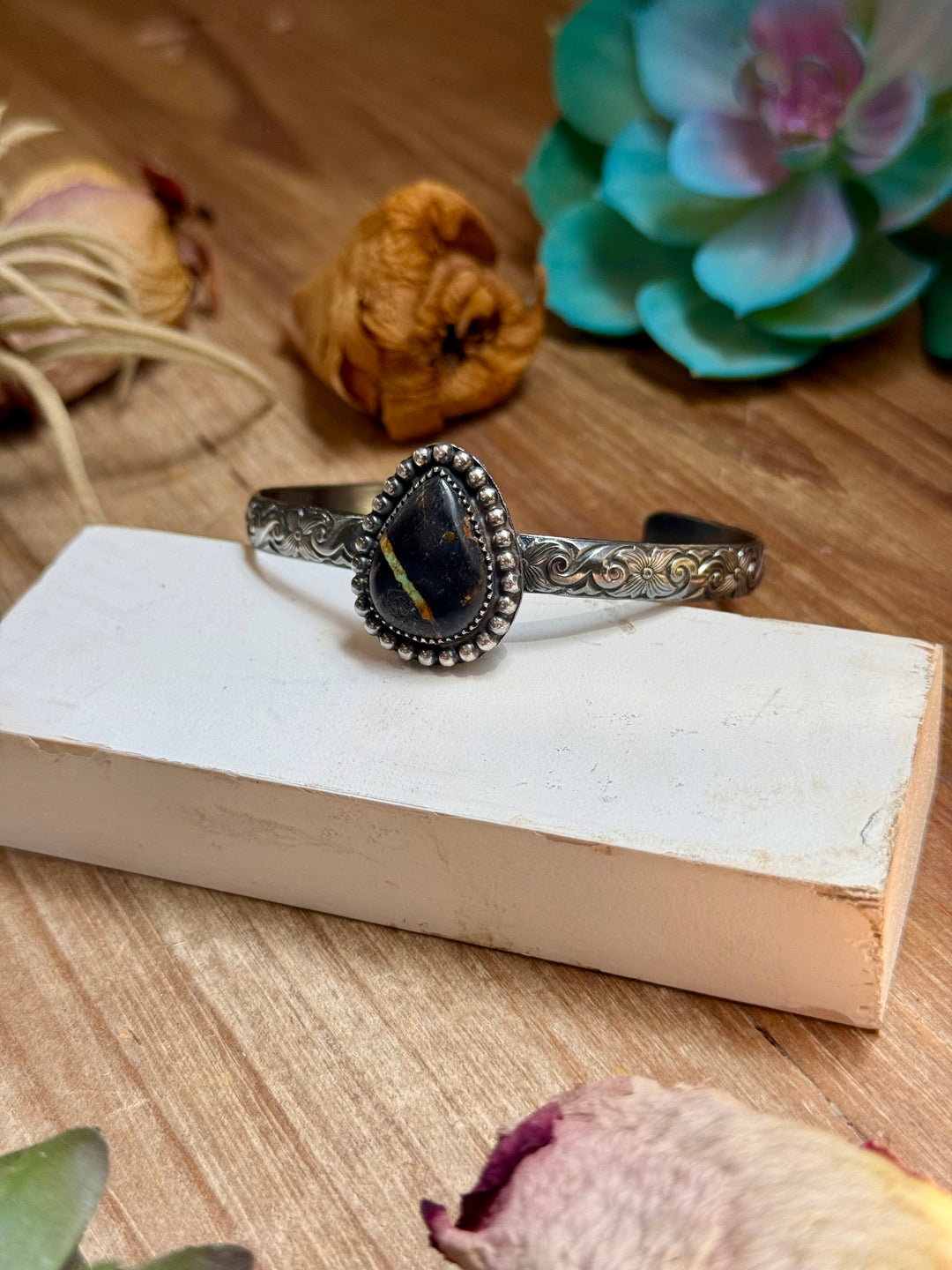 MJ Black Jack Turquoise Sterling Silver Cuff cuff Shopify Collective The Bijoux FAB Jewelry The Bijoux FAB Jewelry