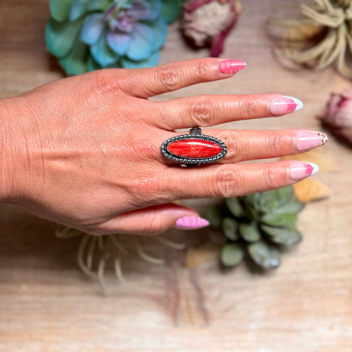MJ Red Spiny Ring – Sterling Silver Ring Shopify Collective The Bijoux FAB Jewelry The Bijoux FAB Jewelry