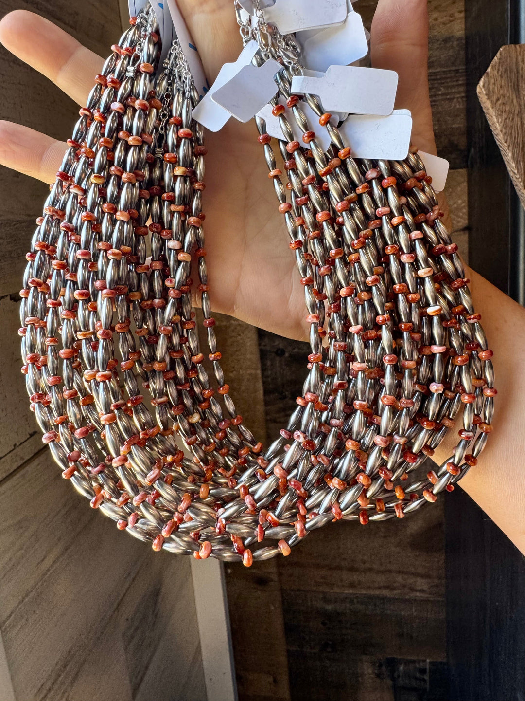 14-Inch Sterling Silver Torpedo & Spiny Oyster Heishi Choker Choker Shopify Collective The Bijoux FAB Jewelry The Bijoux FAB Jewelry