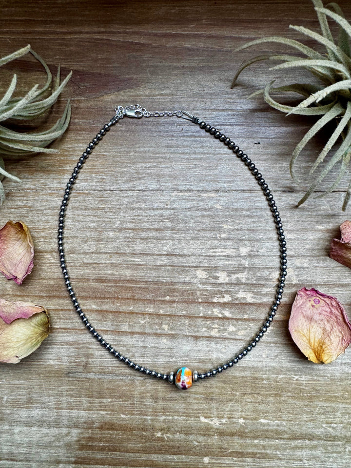 14-Inch Sterling Silver Pearl & Mojave Bead Choker Necklaces Shopify Collective The Bijoux FAB Jewelry The Bijoux FAB Jewelry