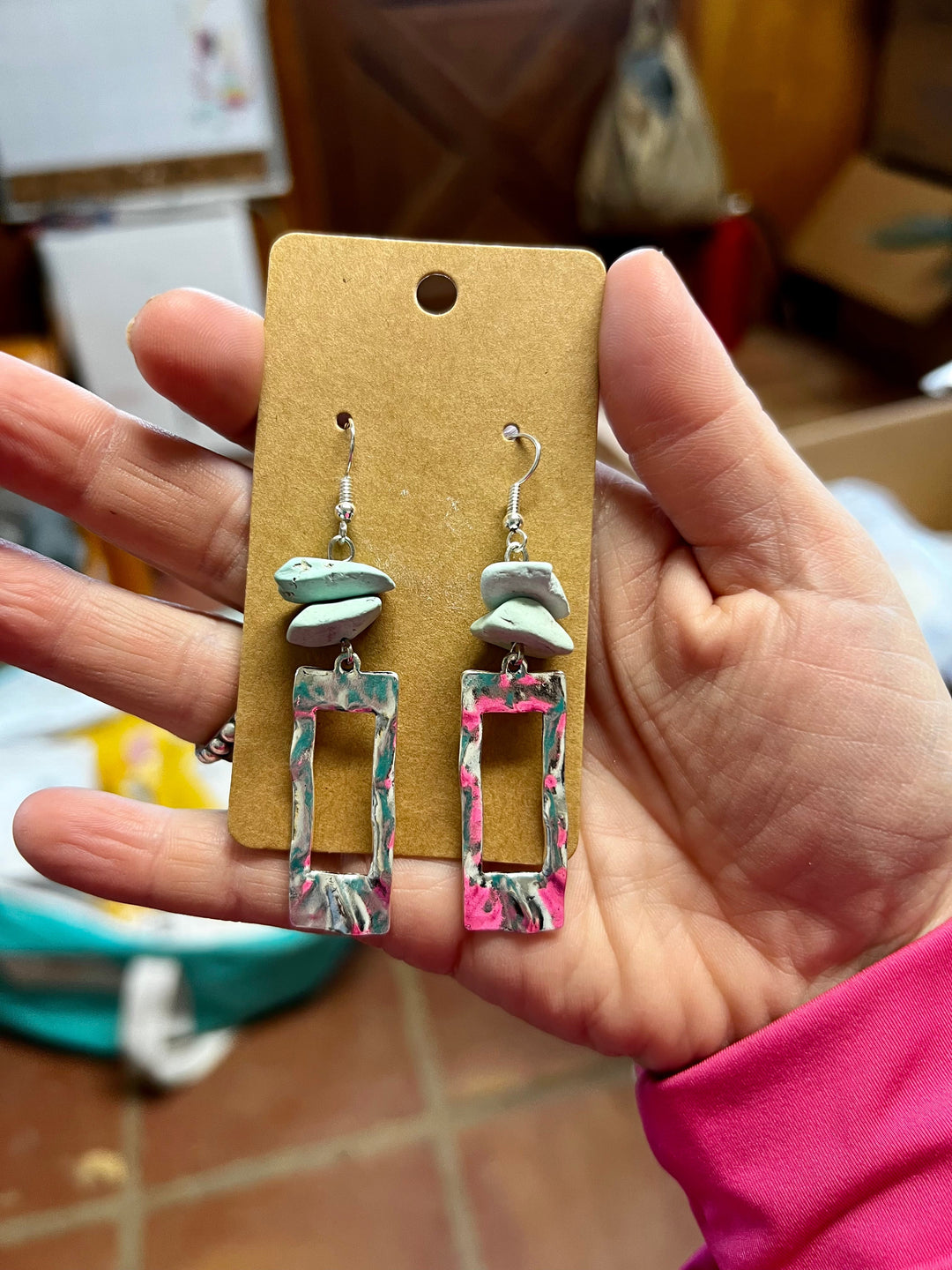 None polish turquoise dangle earrings rectangle Earrings Shopify Collective The Bijoux FAB Jewelry The Bijoux FAB Jewelry