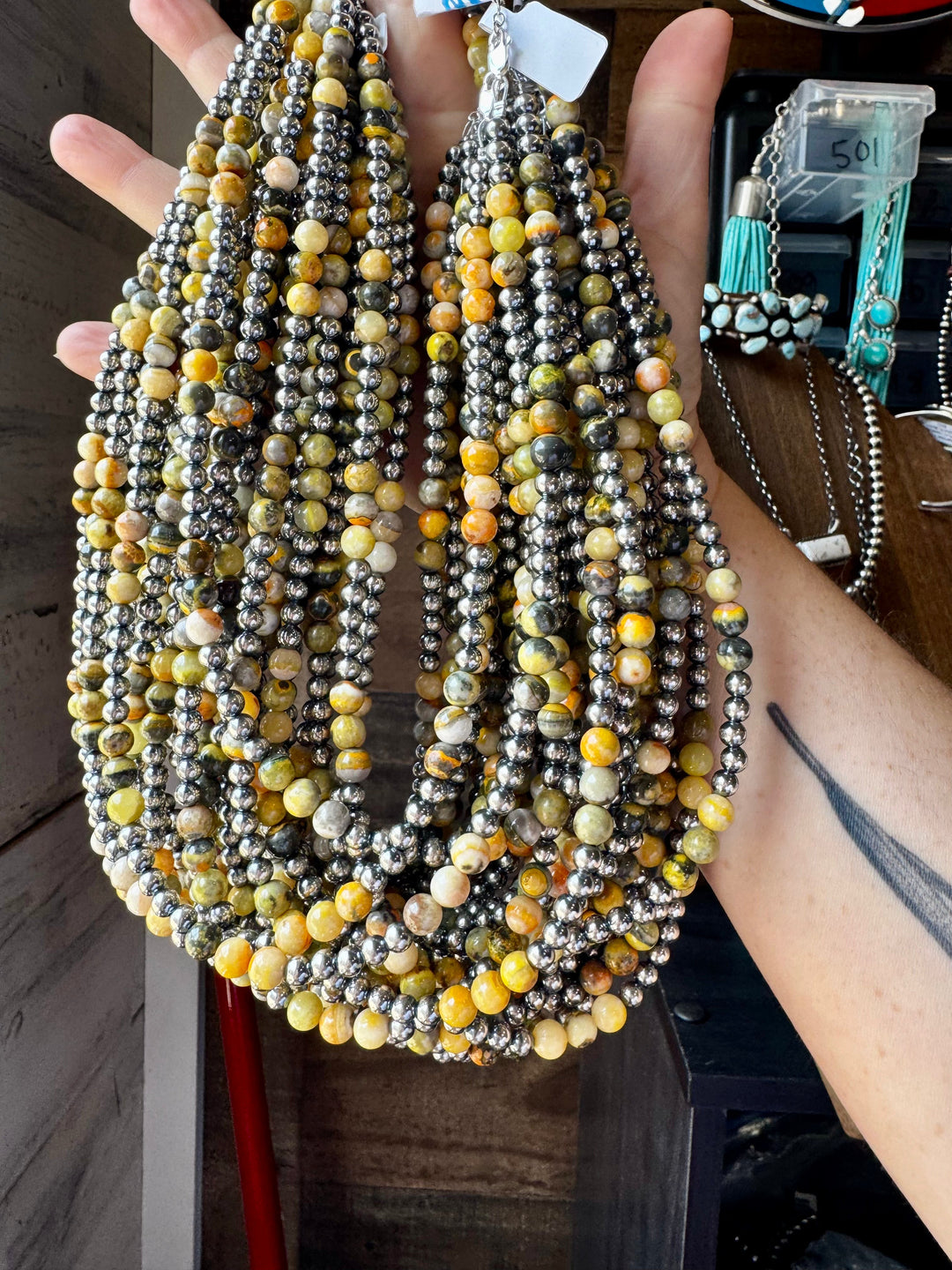 18-Inch Sterling Silver Pearl & Bumblebee Jasper Necklace Necklaces Shopify Collective The Bijoux FAB Jewelry The Bijoux FAB Jewelry