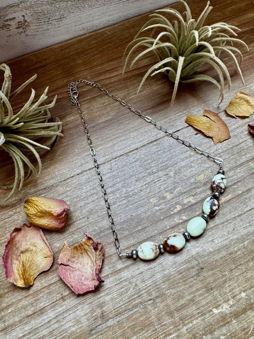 15-Inch Lemon Turquoise & Sterling Saucer Pearl Necklace on Paperclip Chain Necklaces Shopify Collective The Bijoux FAB Jewelry The Bijoux FAB Jewelry