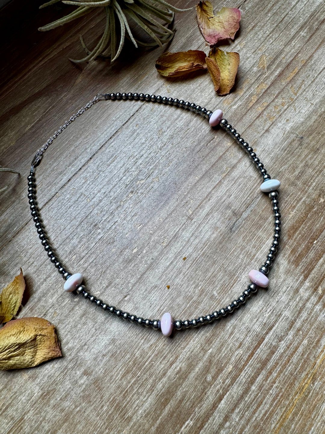 15 Inch Pink Conch Saucer Necklace and Sterling Silver Beads Necklaces Shopify Collective The Bijoux FAB Jewelry The Bijoux FAB Jewelry