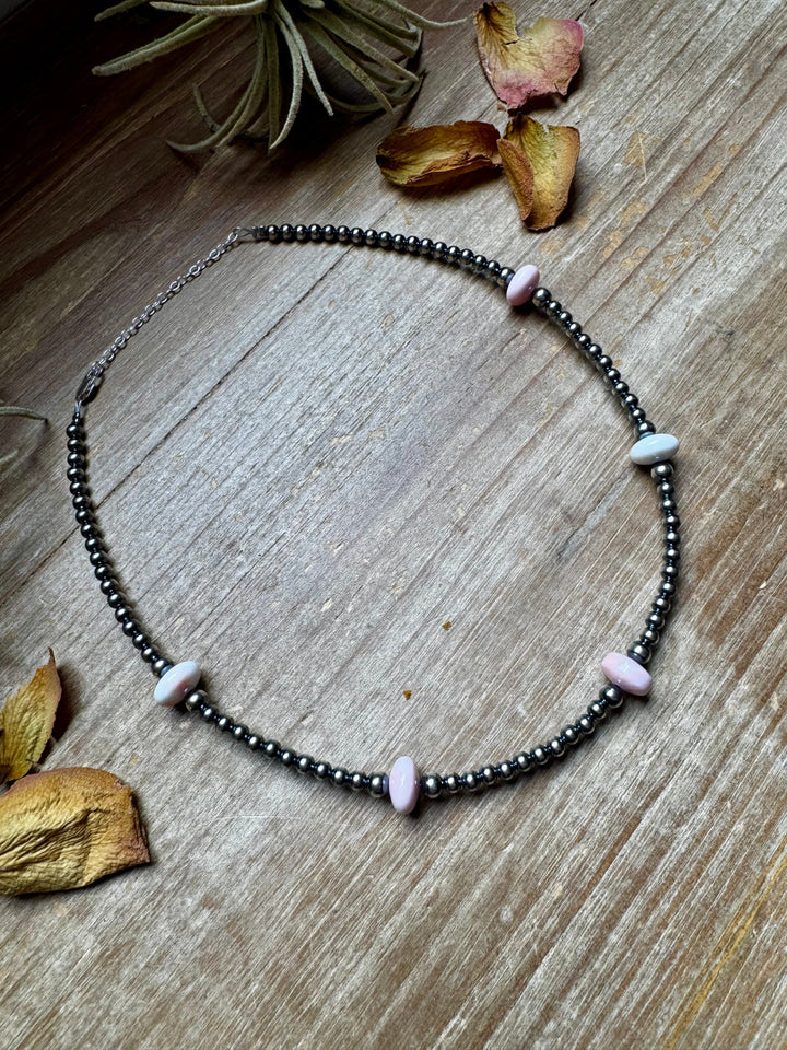 15 Inch Pink Conch Saucer Necklace and Sterling Silver Beads Necklaces Shopify Collective The Bijoux FAB Jewelry The Bijoux FAB Jewelry