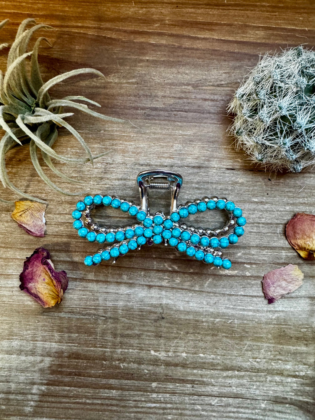 Turquoise magnesite bead bow hair clips hair clip Shopify Collective The Bijoux FAB Jewelry The Bijoux FAB Jewelry