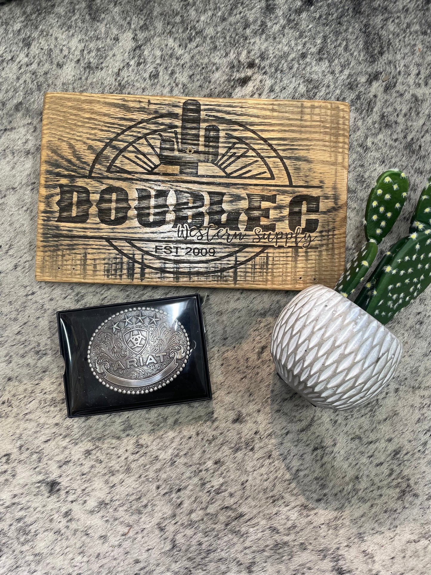 Ariat Western Mens Belt Oval Buckle Stars Logo Silver Belt Buckle M&F