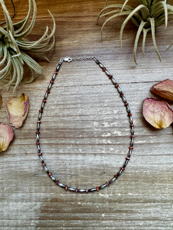 14-Inch Sterling Silver Torpedo & Spiny Oyster Heishi Choker Choker Shopify Collective The Bijoux FAB Jewelry The Bijoux FAB Jewelry