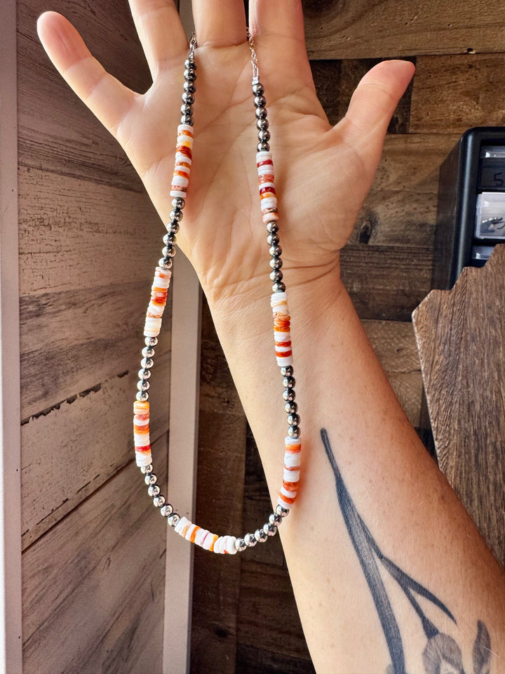 17-Inch Sterling Silver Pearl & Spiny Oyster Necklace Necklaces Shopify Collective The Bijoux FAB Jewelry The Bijoux FAB Jewelry