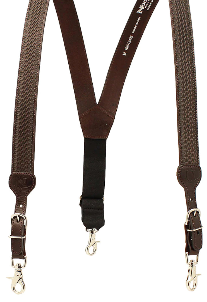 Nocona Belt Mens Basic Basket Leather Suspender Brown/Black belt Men's M & F