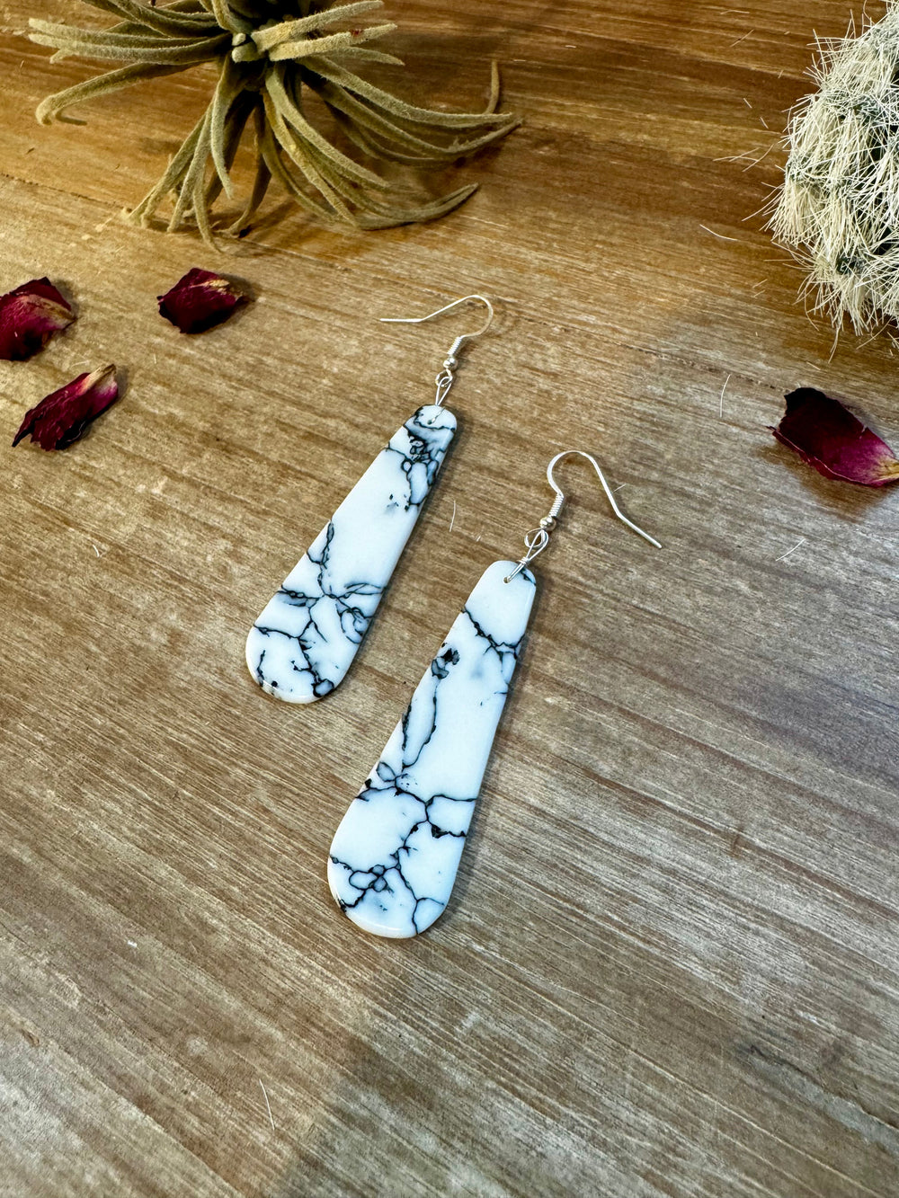 White block white tear drop earrings Earrings Shopify Collective The Bijoux FAB Jewelry The Bijoux FAB Jewelry