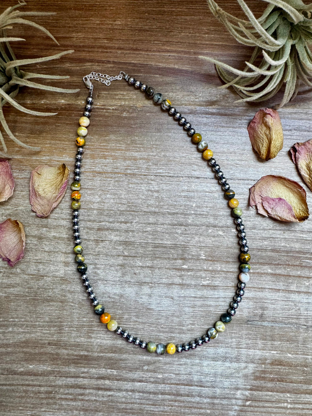18-Inch Sterling Silver Pearl & Bumblebee Jasper Necklace Necklaces Shopify Collective The Bijoux FAB Jewelry The Bijoux FAB Jewelry