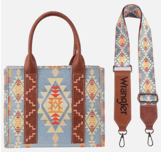 Wrangler Southwestern Dual Sided Print Canvas Tote/Crossbody