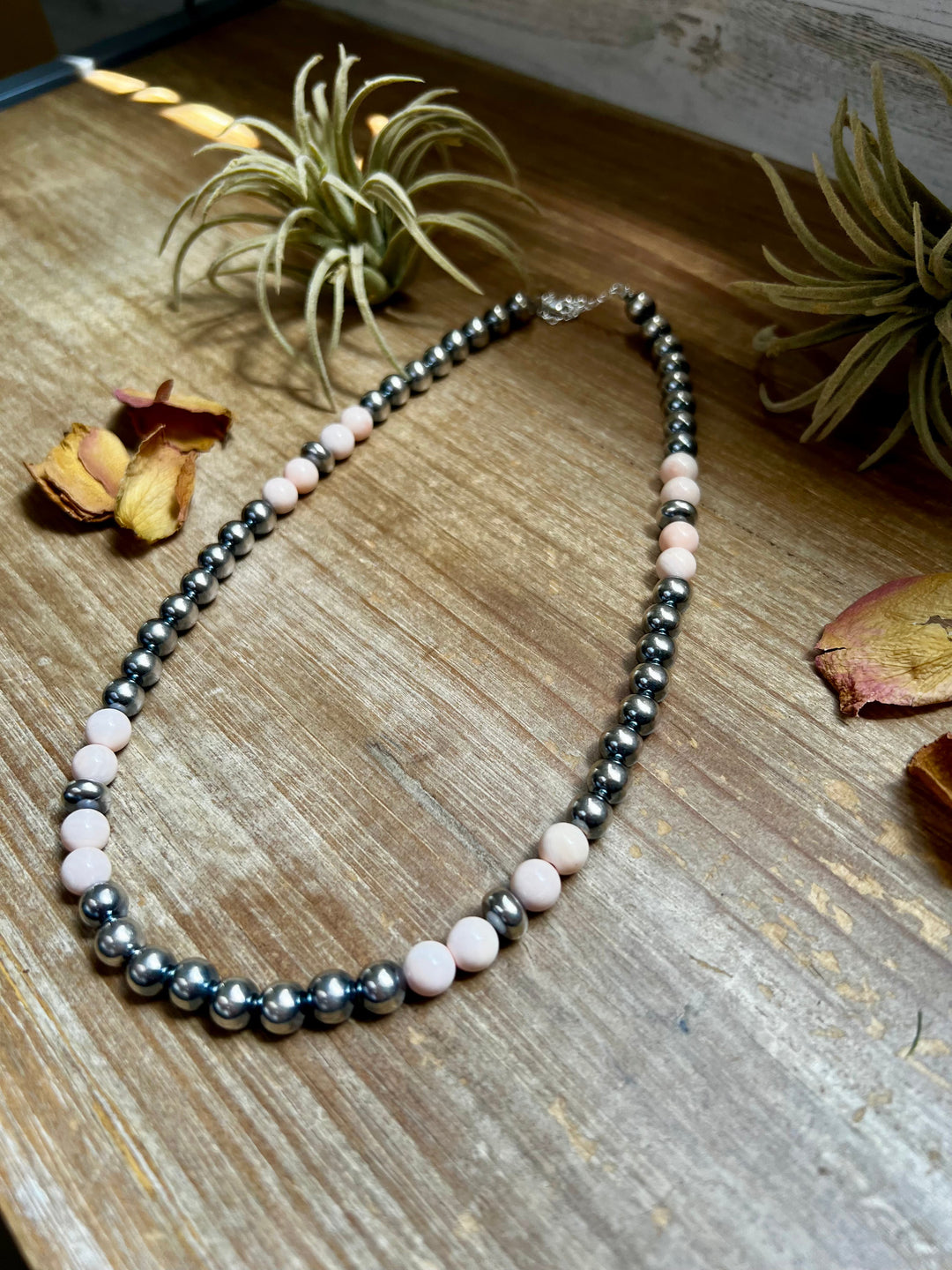 Pink Conch & Sterling Silver Necklace – 8 mm Pearls – 19 Inch + Extender Necklaces Shopify Collective The Bijoux FAB Jewelry The Bijoux FAB Jewelry