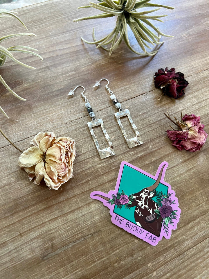 White magensite and terahertz stone dangle earrings Earrings Shopify Collective The Bijoux FAB Jewelry The Bijoux FAB Jewelry