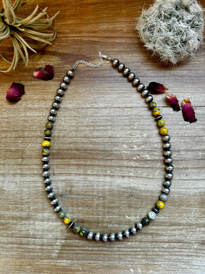 18 inch 8 mm Sterling Silver Pearls necklace and bumblebee jasper beads Necklaces Shopify Collective The Bijoux FAB Jewelry The Bijoux FAB Jewelry