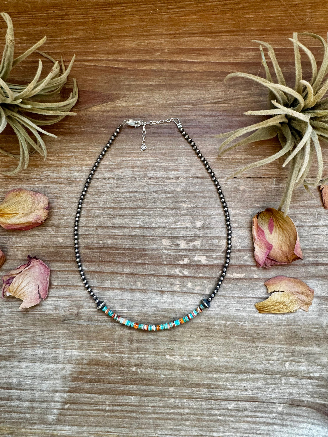Sterling Silver Pearl Choker with Turquoise & Spiny Oyster Heishi Choker Shopify Collective The Bijoux FAB Jewelry The Bijoux FAB Jewelry