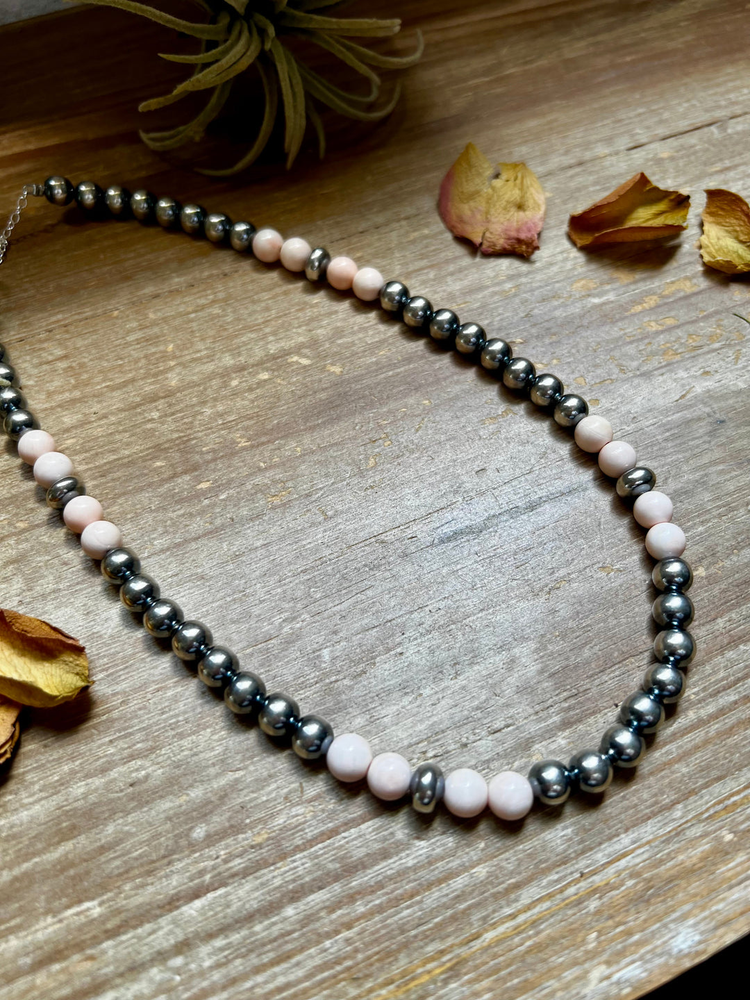 Pink Conch & Sterling Silver Necklace – 8 mm Pearls – 19 Inch + Extender Necklaces Shopify Collective The Bijoux FAB Jewelry The Bijoux FAB Jewelry