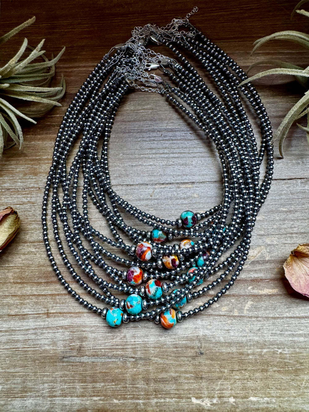 14-Inch Sterling Silver Pearl & Mojave Bead Choker Necklaces Shopify Collective The Bijoux FAB Jewelry The Bijoux FAB Jewelry