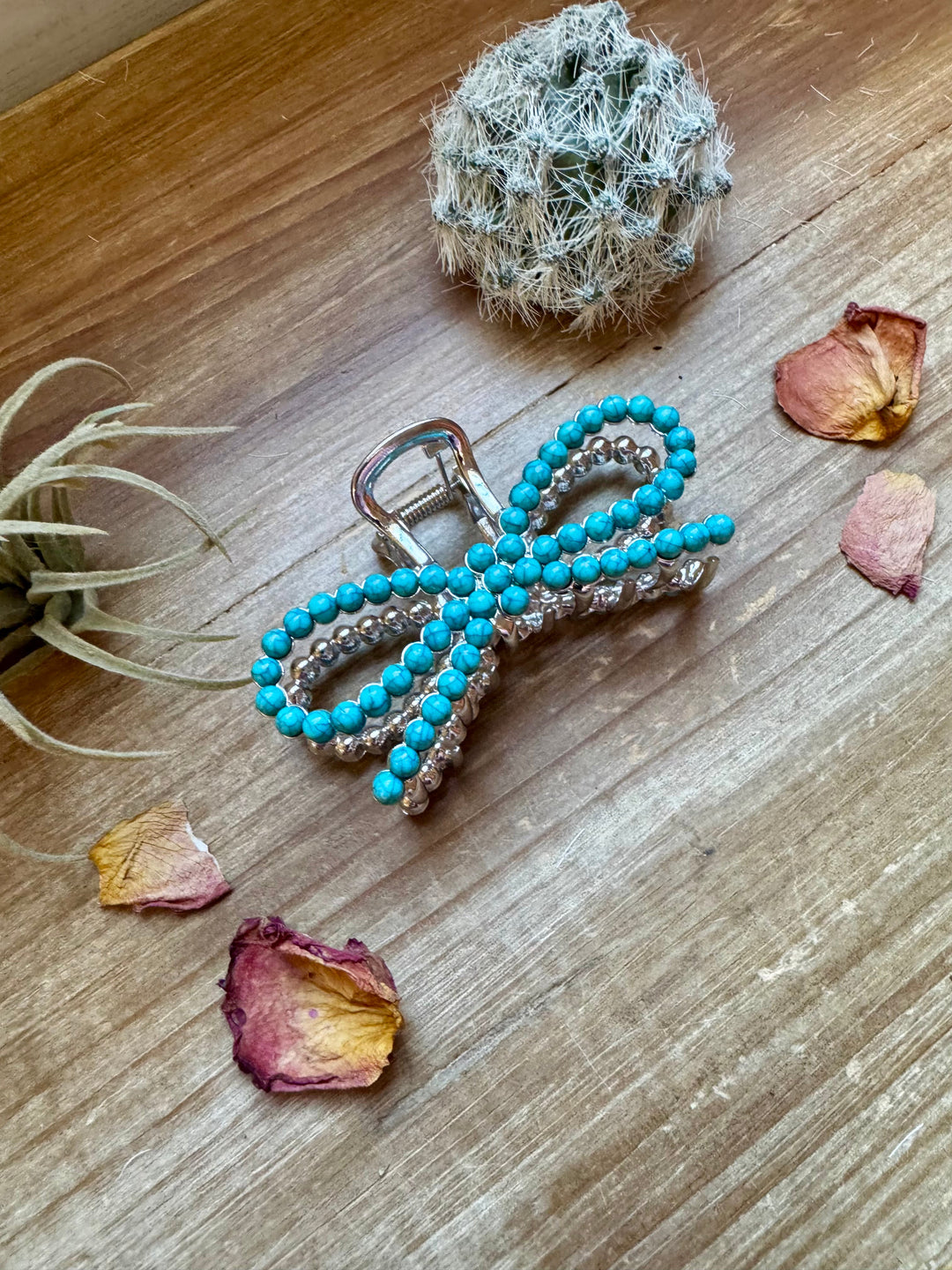 Turquoise magnesite bead bow hair clips hair clip Shopify Collective The Bijoux FAB Jewelry The Bijoux FAB Jewelry