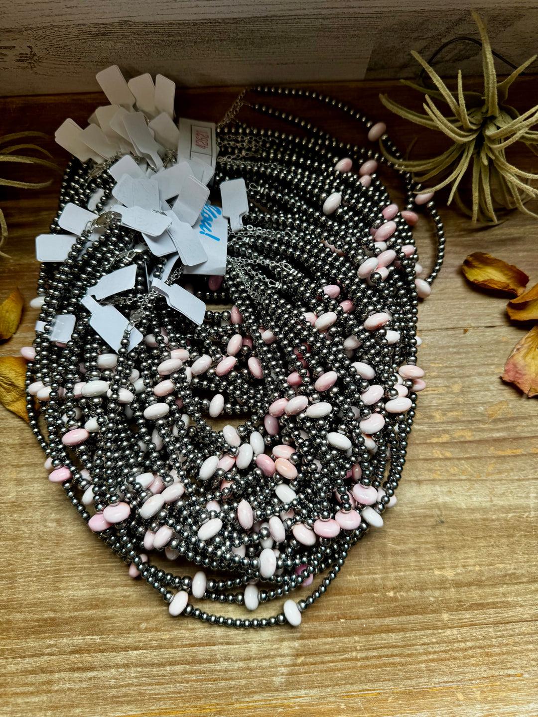 15 Inch Pink Conch Saucer Necklace and Sterling Silver Beads Necklaces Shopify Collective The Bijoux FAB Jewelry The Bijoux FAB Jewelry