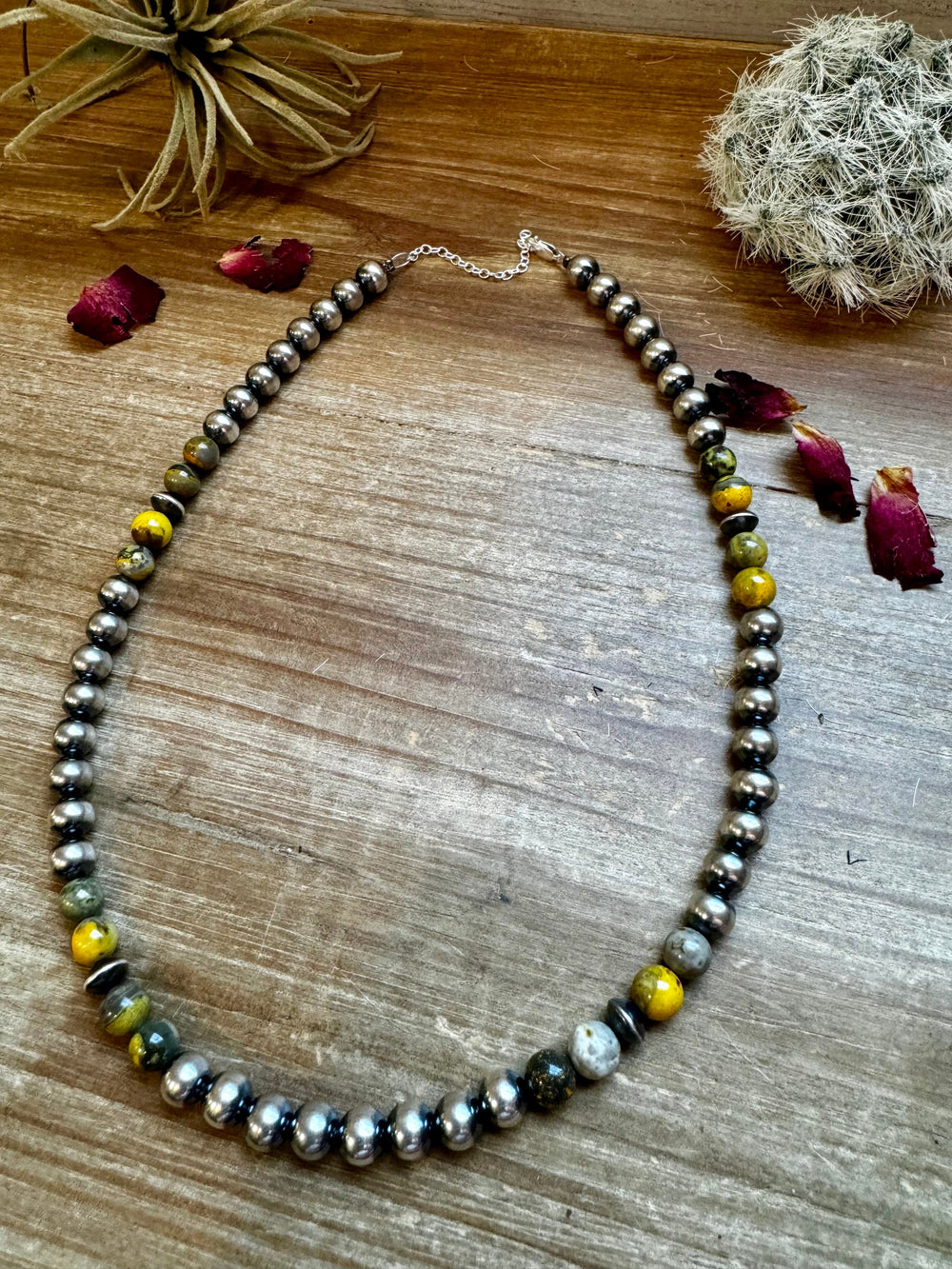 18 inch 8 mm Sterling Silver Pearls necklace and bumblebee jasper beads Necklaces Shopify Collective The Bijoux FAB Jewelry The Bijoux FAB Jewelry