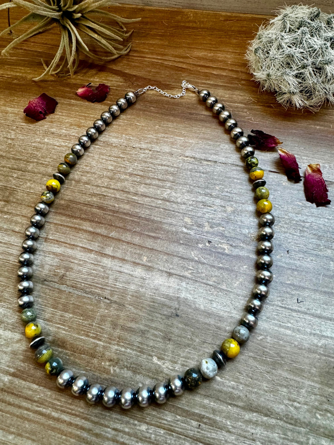 18 inch 8 mm Sterling Silver Pearls necklace and bumblebee jasper beads Necklaces Shopify Collective The Bijoux FAB Jewelry The Bijoux FAB Jewelry