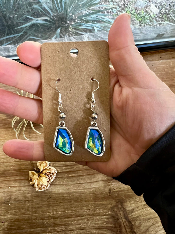 Blue/green dangle and Sterling silver pearls earrings - cowgirl earrings Earrings Shopify Collective The Bijoux FAB Jewelry The Bijoux FAB Jewelry