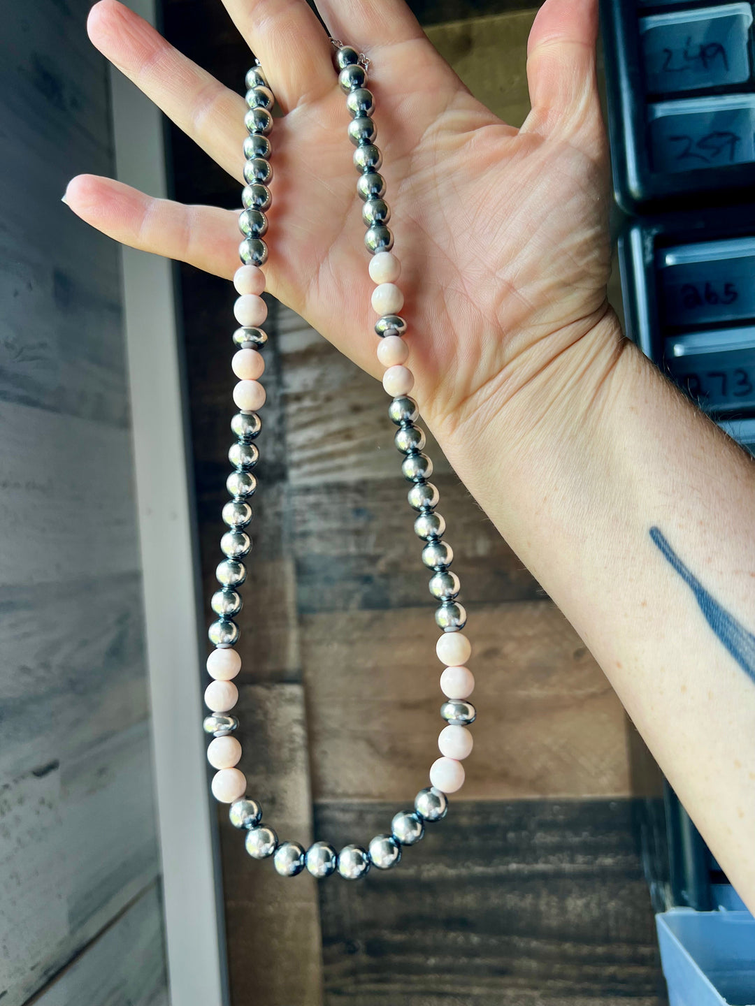 Pink Conch & Sterling Silver Necklace – 8 mm Pearls – 19 Inch + Extender Necklaces Shopify Collective The Bijoux FAB Jewelry The Bijoux FAB Jewelry