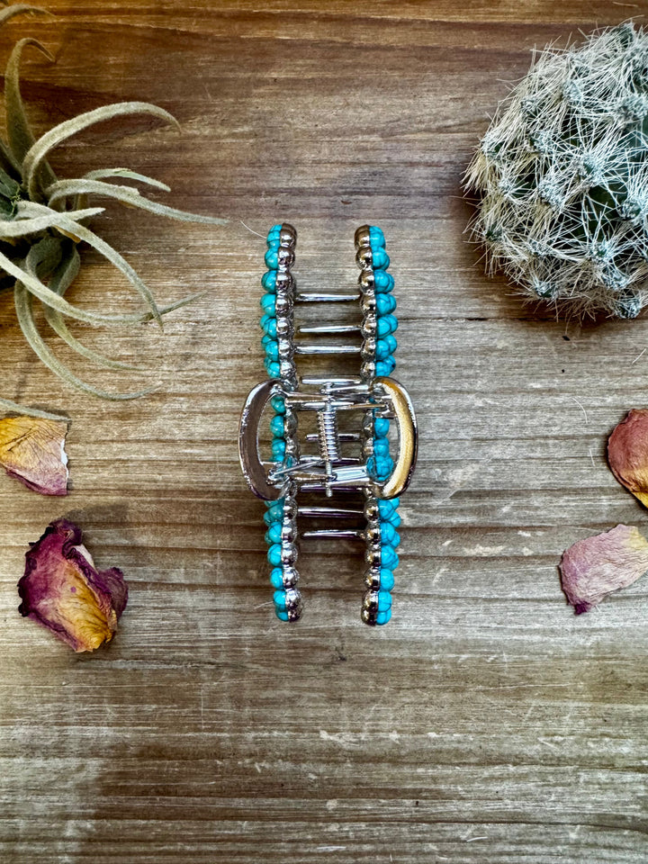 Turquoise magnesite bead bow hair clips hair clip Shopify Collective The Bijoux FAB Jewelry The Bijoux FAB Jewelry