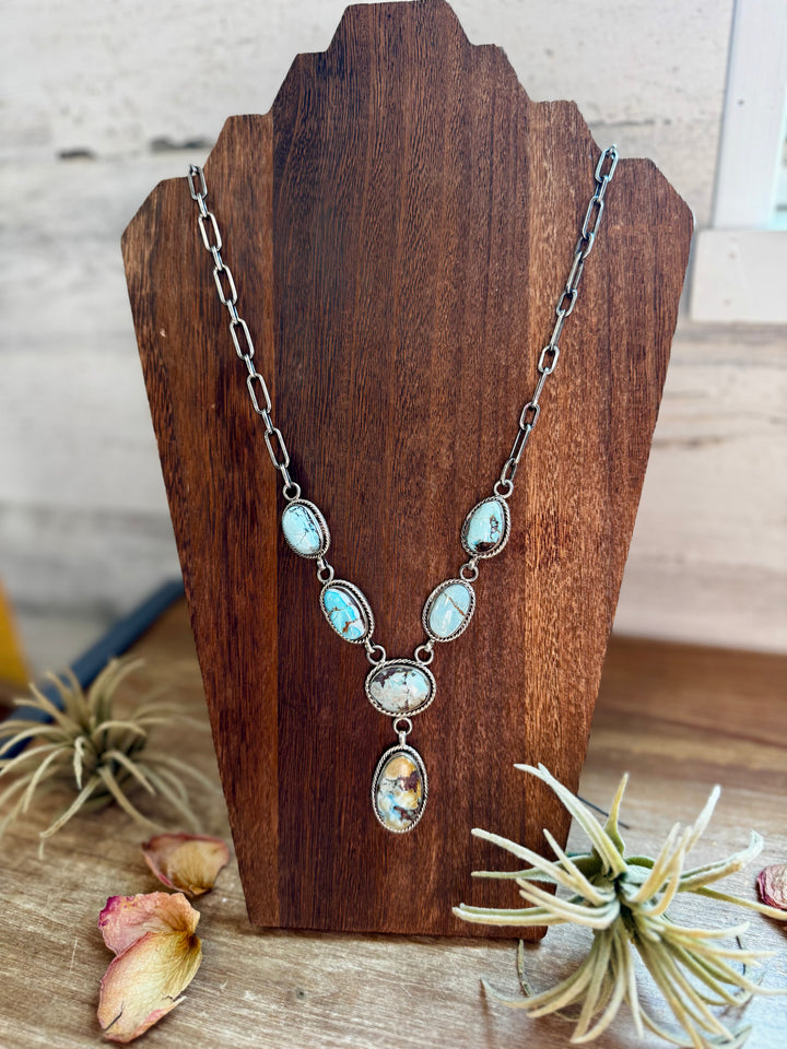 Golden Hills Turquoise Necklace – Sterling Silver, 22 inch necklaces Shopify Collective The Bijoux FAB Jewelry The Bijoux FAB Jewelry