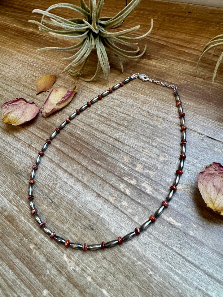 14-Inch Sterling Silver Torpedo & Spiny Oyster Heishi Choker Choker Shopify Collective The Bijoux FAB Jewelry The Bijoux FAB Jewelry