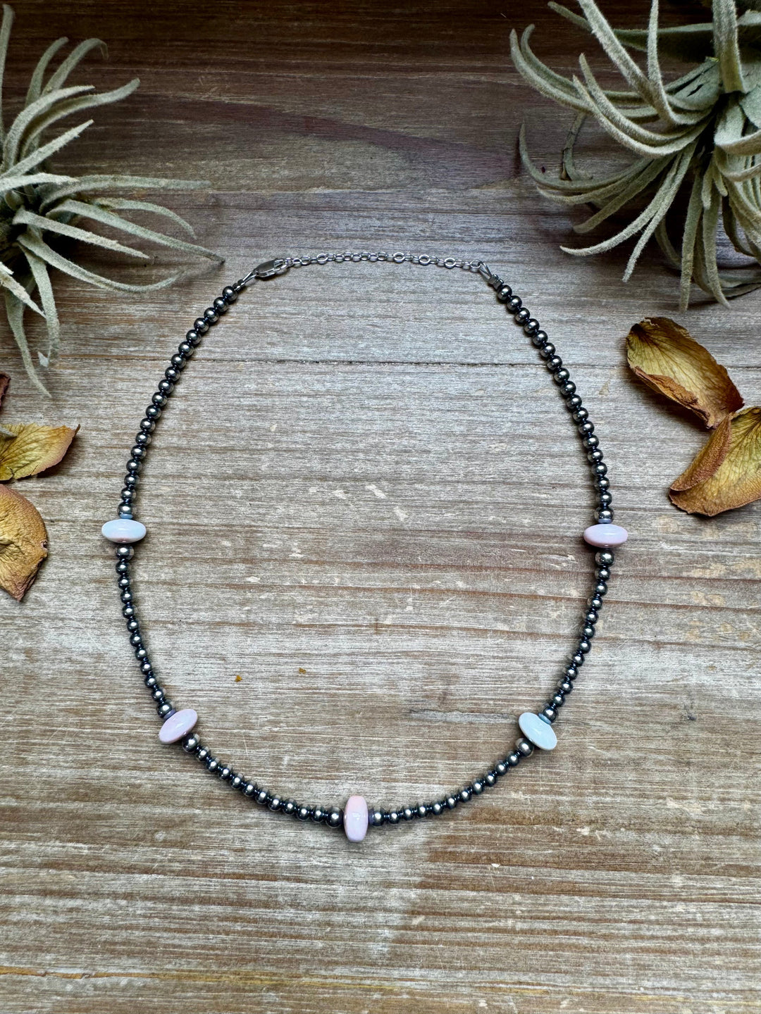 15 Inch Pink Conch Saucer Necklace and Sterling Silver Beads Necklaces Shopify Collective The Bijoux FAB Jewelry The Bijoux FAB Jewelry