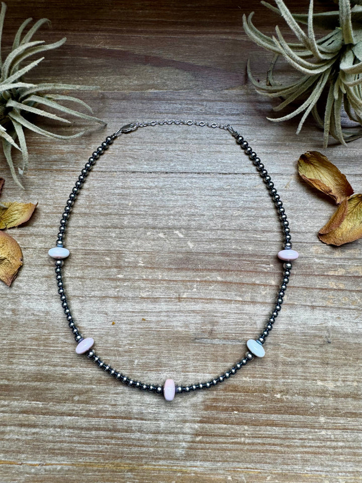 15 Inch Pink Conch Saucer Necklace and Sterling Silver Beads Necklaces Shopify Collective The Bijoux FAB Jewelry The Bijoux FAB Jewelry