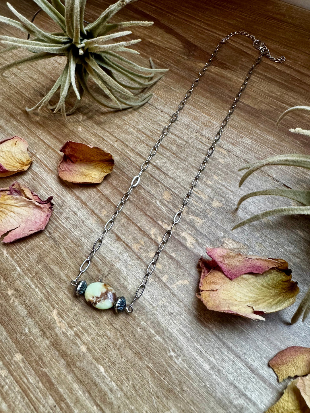 16-Inch Lemon Turquoise Magnesite Necklace with Sterling Saucer Pearls Necklaces Shopify Collective The Bijoux FAB Jewelry The Bijoux FAB Jewelry