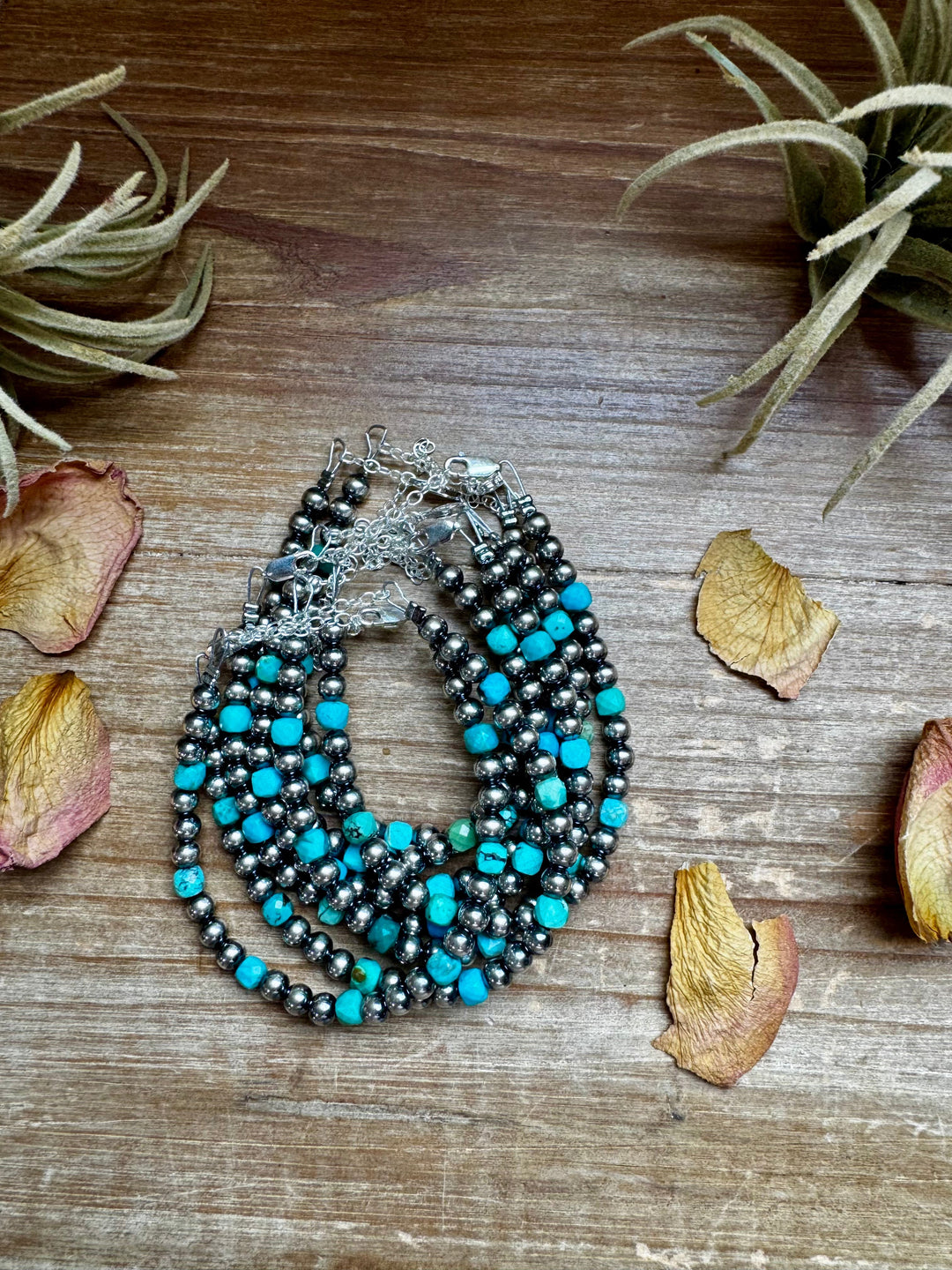 5mm Sterling Silver Pearl & Faceted Turquoise Bracelet Bracelets Shopify Collective The Bijoux FAB Jewelry The Bijoux FAB Jewelry