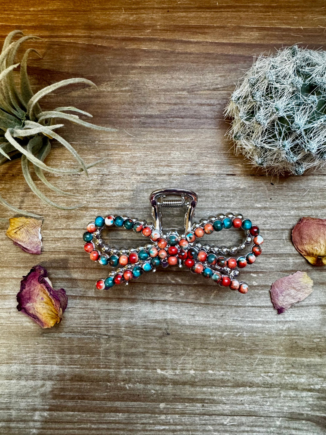 Orange & Turquoise bow hair clips hair clip Shopify Collective The Bijoux FAB Jewelry The Bijoux FAB Jewelry