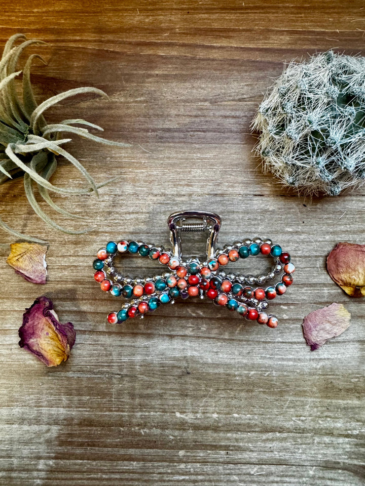 Orange & Turquoise bow hair clips hair clip Shopify Collective The Bijoux FAB Jewelry The Bijoux FAB Jewelry
