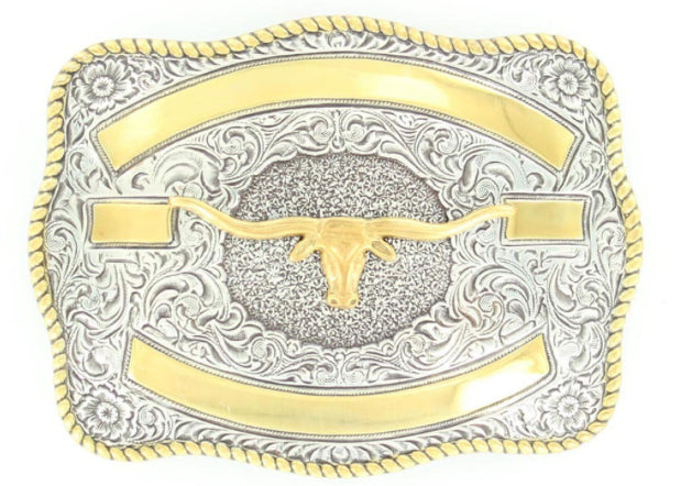 Crumrine® Western Belt Buckle Longhorn Gold Silver