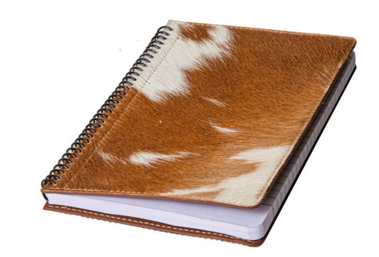 Mind Streamer Hair-on Hide Diary in Brown & White Myra