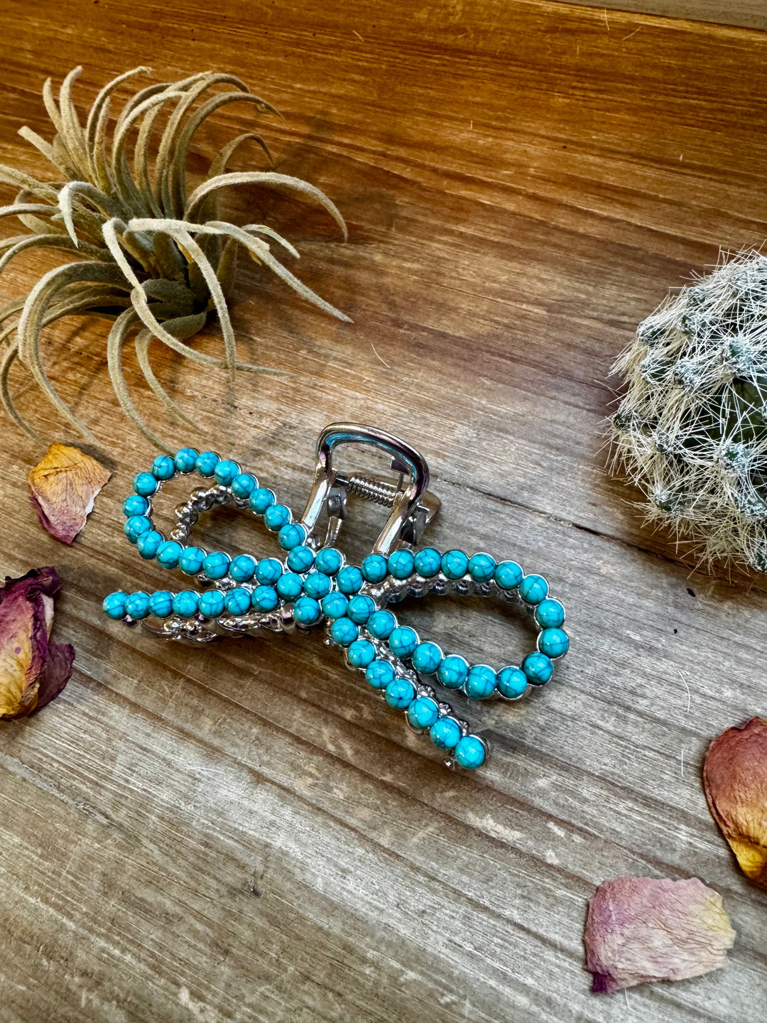Turquoise magnesite bead bow hair clips hair clip Shopify Collective The Bijoux FAB Jewelry The Bijoux FAB Jewelry