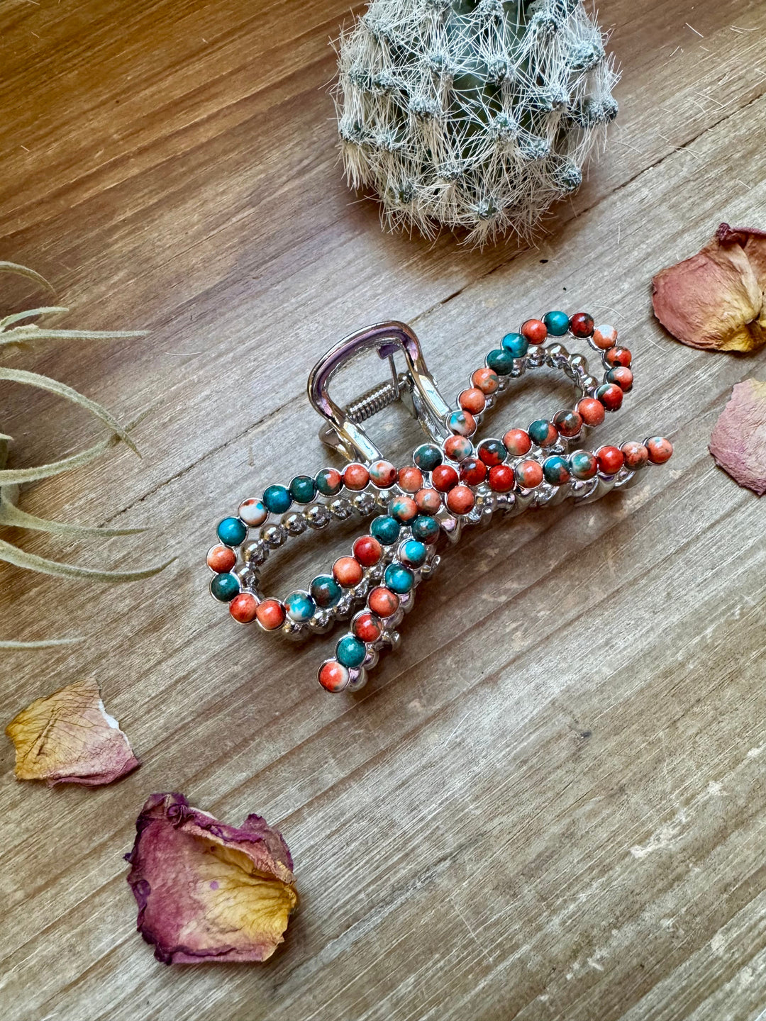 Orange & Turquoise bow hair clips hair clip Shopify Collective The Bijoux FAB Jewelry The Bijoux FAB Jewelry