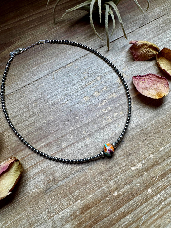 14-Inch Sterling Silver Pearl & Mojave Bead Choker Necklaces Shopify Collective The Bijoux FAB Jewelry The Bijoux FAB Jewelry
