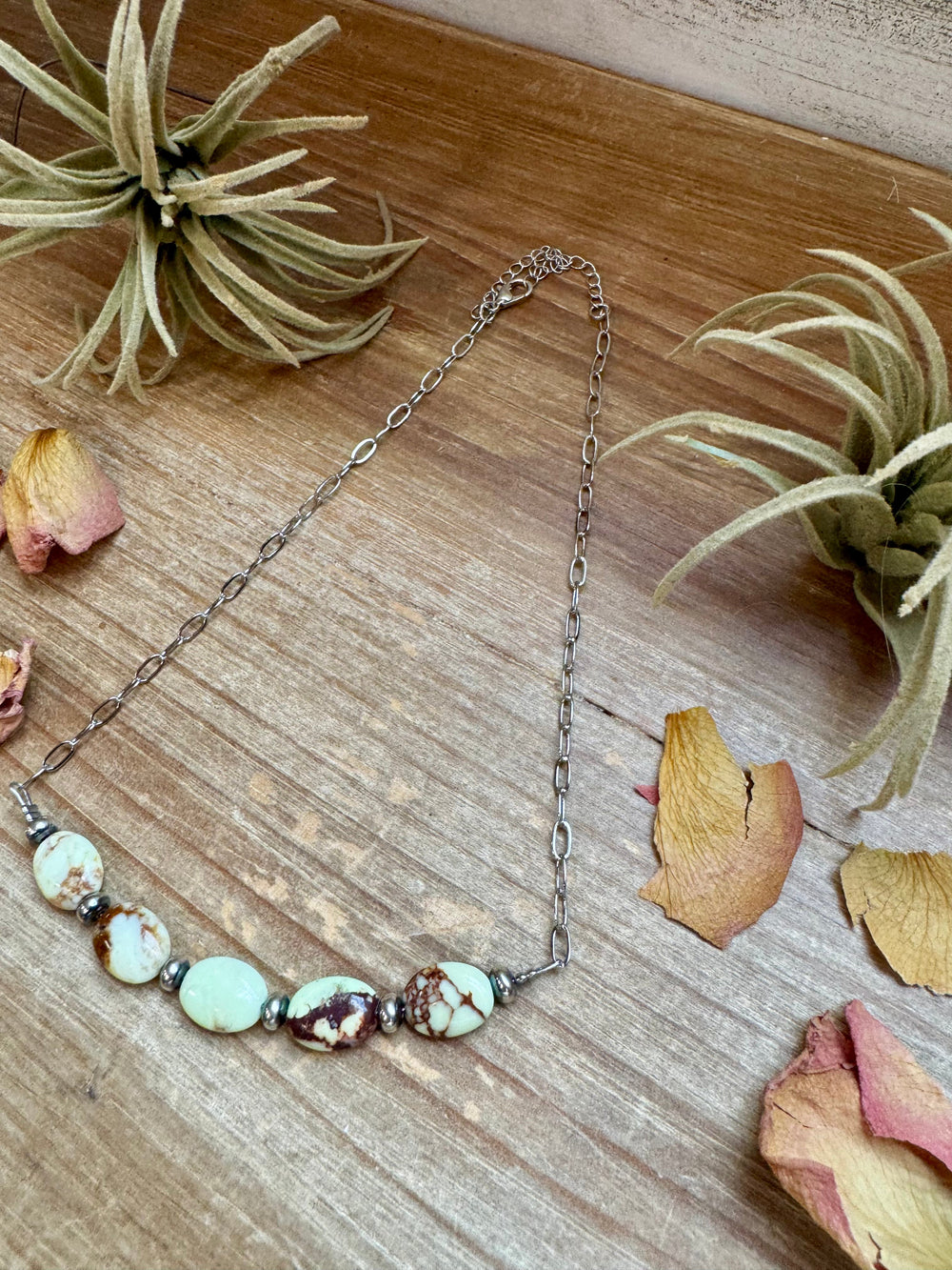 15-Inch Lemon Turquoise & Sterling Saucer Pearl Necklace on Paperclip Chain Necklaces Shopify Collective The Bijoux FAB Jewelry The Bijoux FAB Jewelry