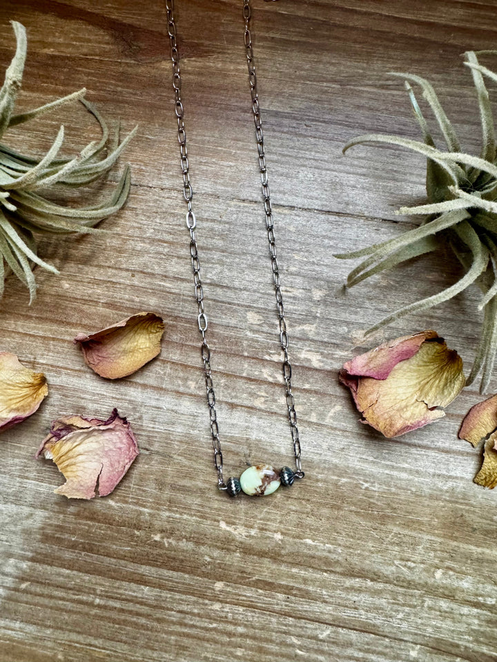 16-Inch Lemon Turquoise Magnesite Necklace with Sterling Saucer Pearls Necklaces Shopify Collective The Bijoux FAB Jewelry The Bijoux FAB Jewelry
