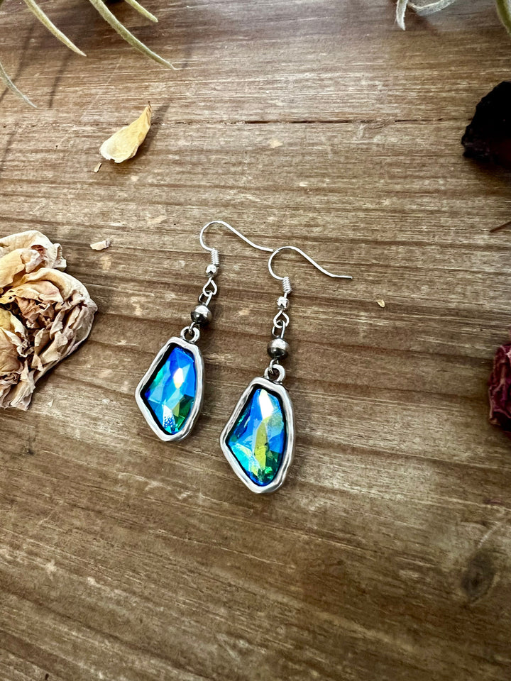 Blue/green dangle and Sterling silver pearls earrings - cowgirl earrings Earrings Shopify Collective The Bijoux FAB Jewelry The Bijoux FAB Jewelry