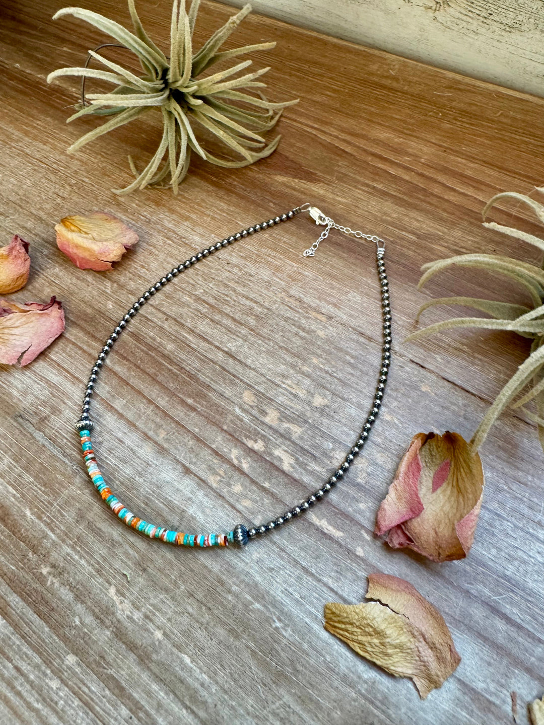 Sterling Silver Pearl Choker with Turquoise & Spiny Oyster Heishi Choker Shopify Collective The Bijoux FAB Jewelry The Bijoux FAB Jewelry
